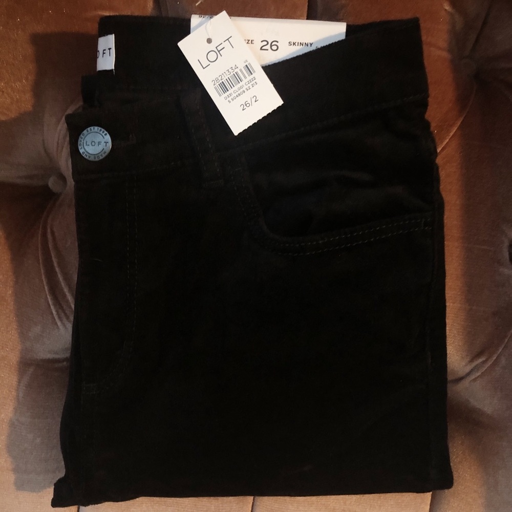 LOFT Black Velvet Skinny Pants